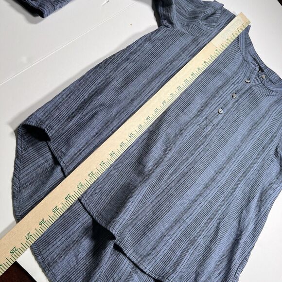 B.L.E.U. Women's Size XS Blue Linen & Rayon Blend Striped Long Sleeve Top Casual - Picture 7 of 7